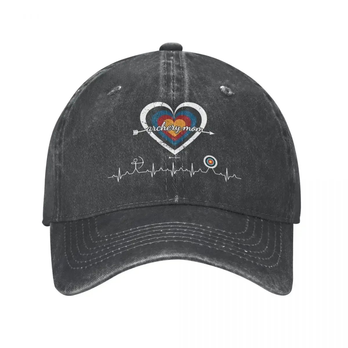 Fashion Archery Target Heart Baseball Cap for Men Women Distressed Washed Snapback Hat Outdoor Unstructured Soft Hats