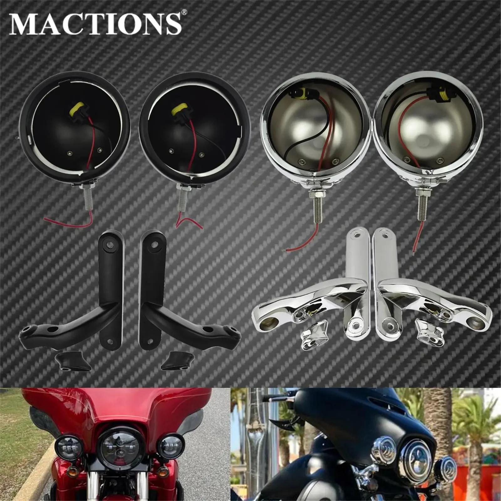Motocykl 4-1/2 "uchwyt kierunkowskazu oświetlenie pomocnicze 4.5" uchwyt na światło przeciwmgielne obudowa lampy dla Harley Touring przemieszczanie się po ulicy FLH