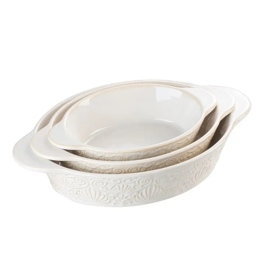 

Dishes for Oven Sets of 3, Ceramic Oval Baking Dish, Au Gratin Baking Pans with Handles for Roasting, Lasagna, Pie, Baking Meat