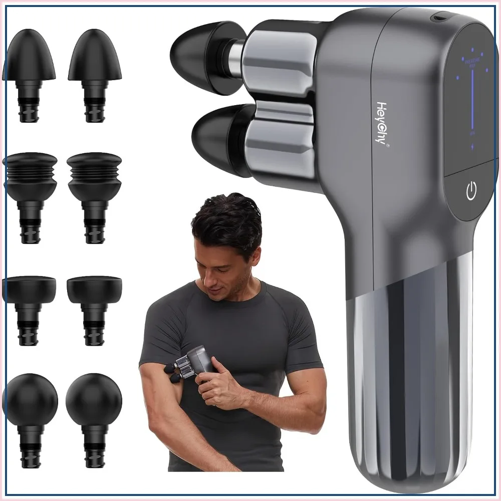 Mini Dual-Head Massage Gun: Deep Tissue Percussion, 5 Speeds, 4 Attachments, Portable for Muscle Recovery & Pain Relief