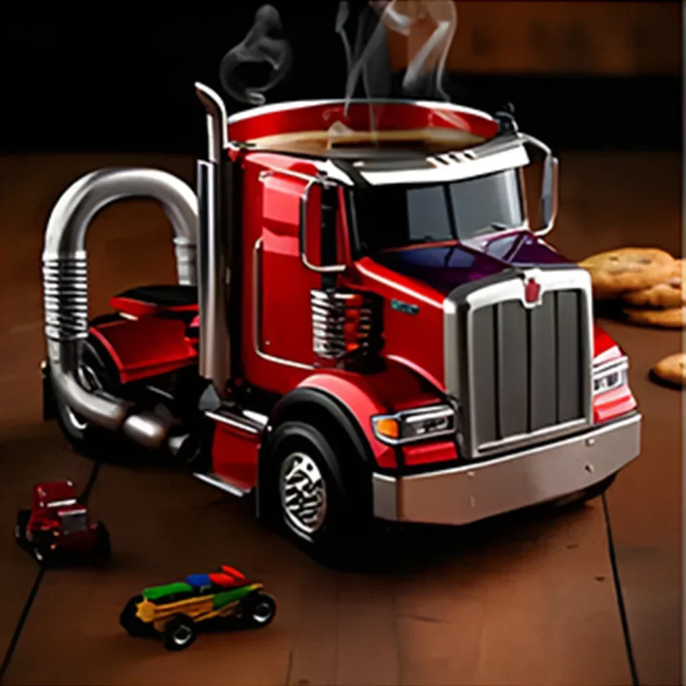NEW Durable Truck Coffee Mug Semi Truck Coffee Cup Handcrafted Semi-trailer Shaped Semi-Truck Coffee Mugs for Men Women
