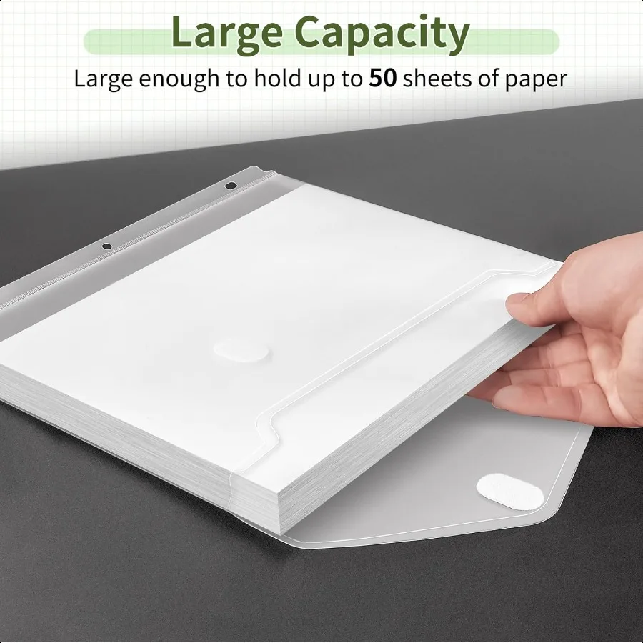 30 Pack Binder Folders with SpaceSaving Closure er Heavyweight Binder Pockets for 3 Ring Binder High Capacity Clear Binder Pouc