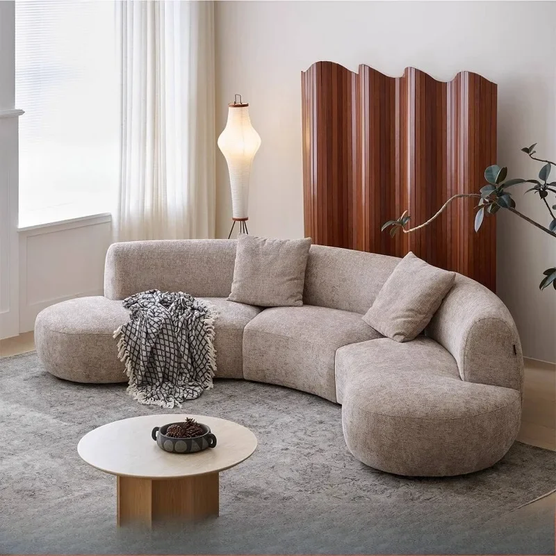 &Oversized Beige Living Room Sofas Minimalist Curved Nordic Living Room Sofas 2 Seater Modern Divano Soggiorno Home Furniture