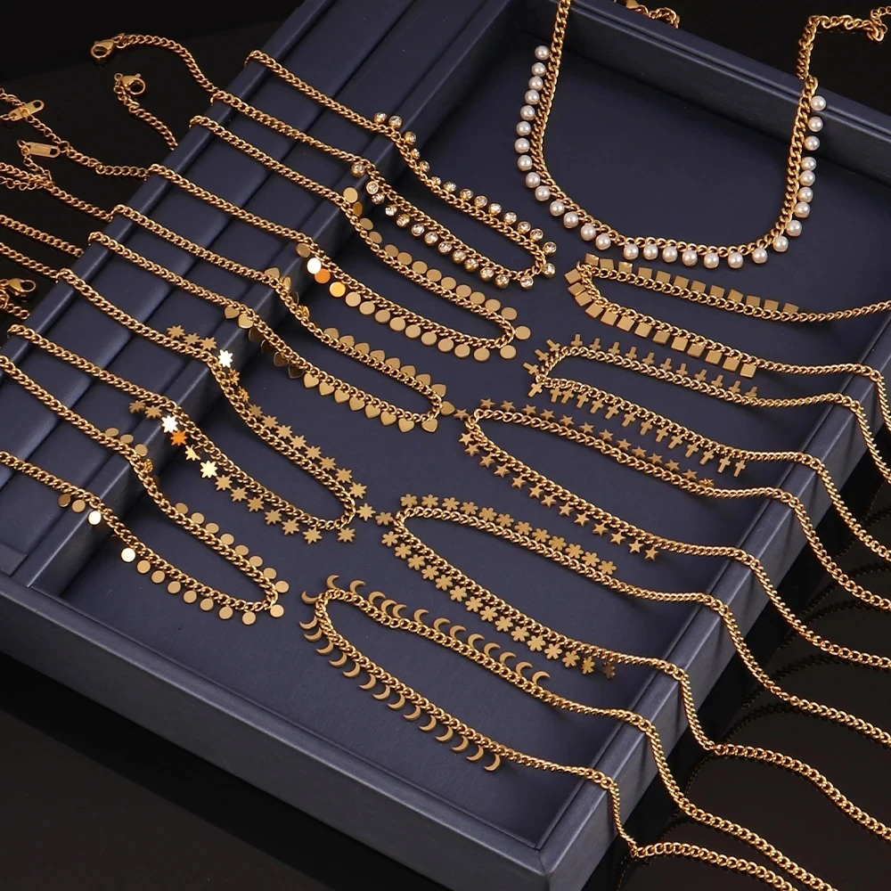316L Stainless Steel Necklace For Women Pearl Necklace Heart Round Pendant Choker Necklace Clavicle Chain Necklaces Jewelry Gift