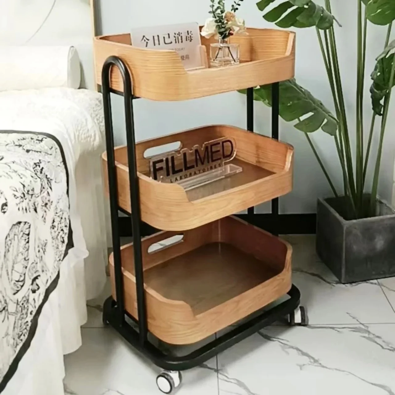 Zxm Beauty High-end Beauty Trolley Beauty Salon Cart Mobile Drawer Shelf Tattoo SPA Solid Wood Trolley For Sale