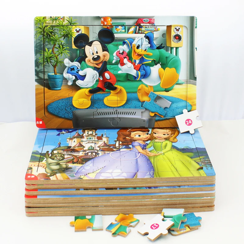 الأصلي ديزني 30 قطعة إطار خشبي بازل قطع ميكي ماوس الأميرة صوفيا سبايدرمان الطفل ألعاب تعليمية للأطفال