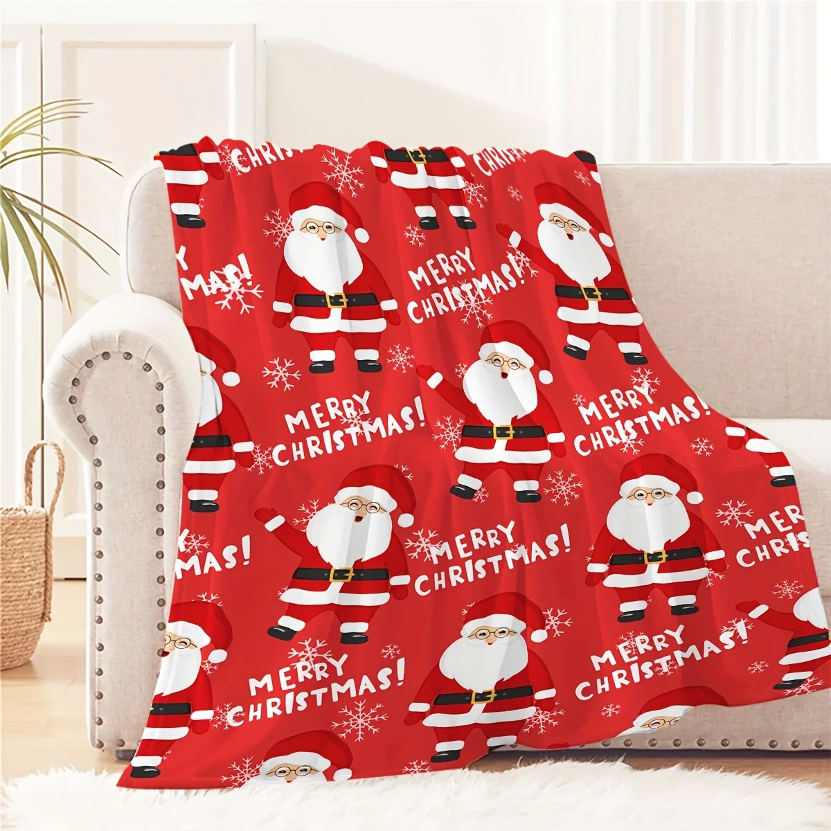 بطانية مريحة لعيد الميلاد سانتا كلوز - ناعمة ودافئة ومتعددة الاستخدامات للأريكة والسرير والمكتب والسفر - هدية مثالية لجميع المواسم #5