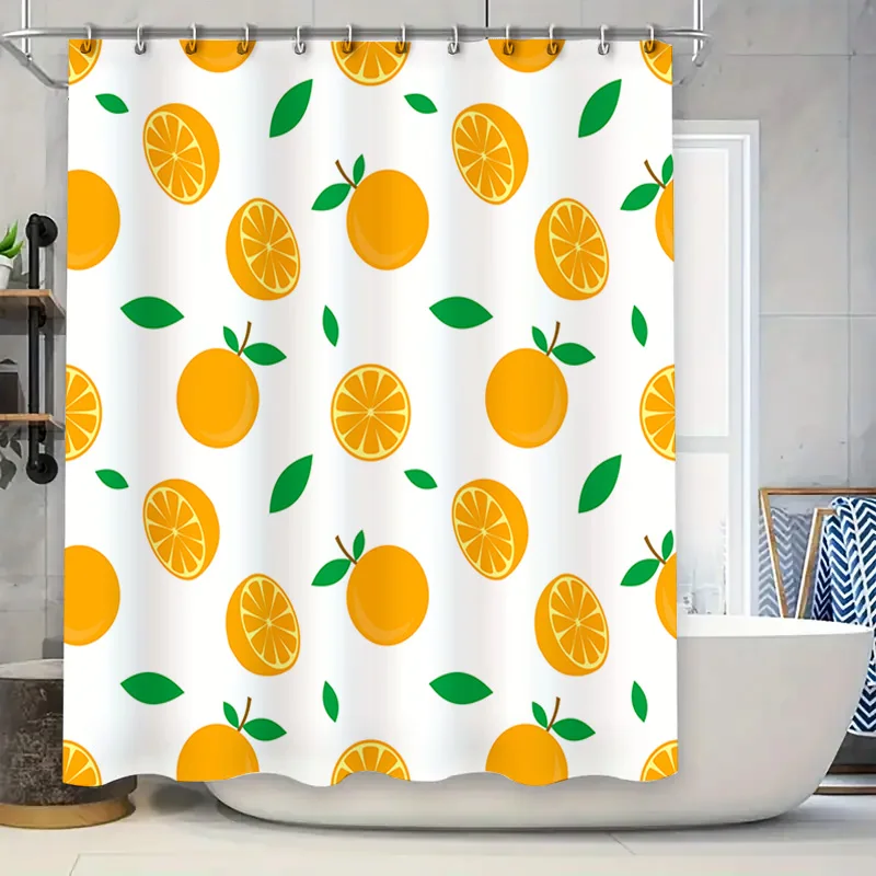 

Занавеска для душа с оранжевым фруктовым узором, водонепроницаемый декор для ванной комнаты