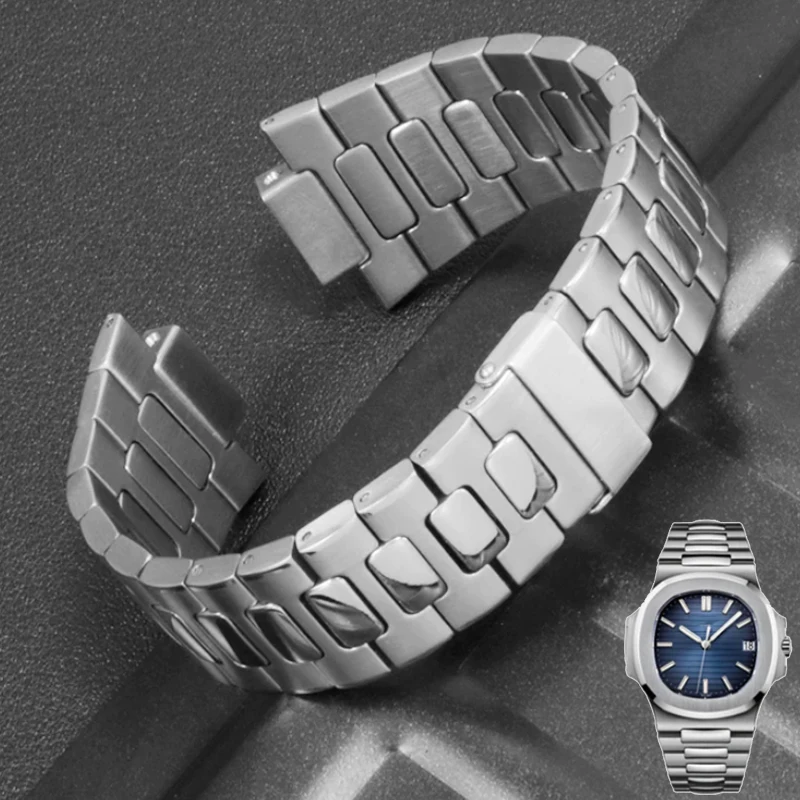 904 Stainless Steel Watch Strap Bracelet Metal With Folding Clasp For Patek Philippe Nautilus 5711 5726 Series 25-13mm Watchband