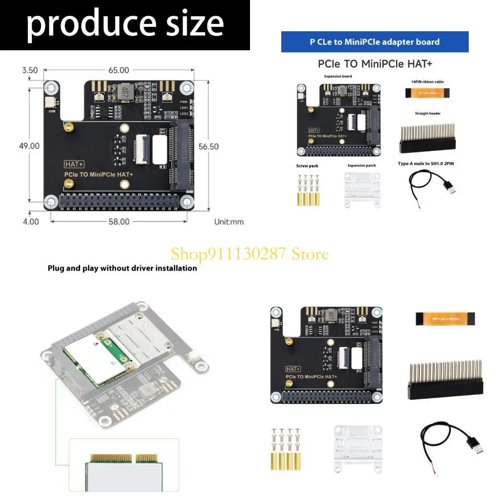 

J1HC PCIE TO MINI PCIE HAT+ для беспроводной сети Wi-Fi Card-Compatabible
