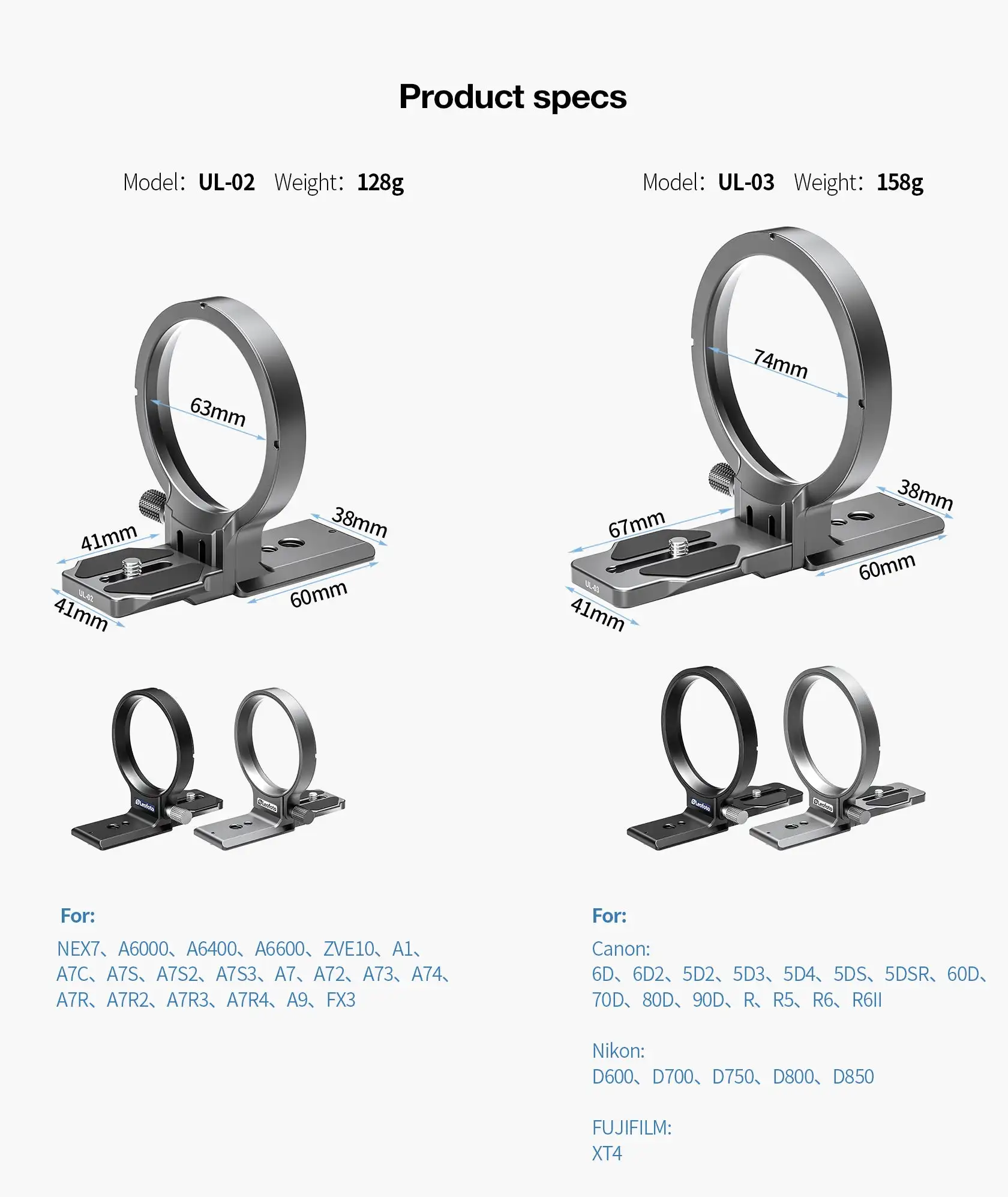 Leofoto UL-02/03 Rotatable Horizontal To Vertical Mount Quick Release Plate for Sony A6000 A6400 A6600 ZVE10 Canon R5 R6 FUJIXT4