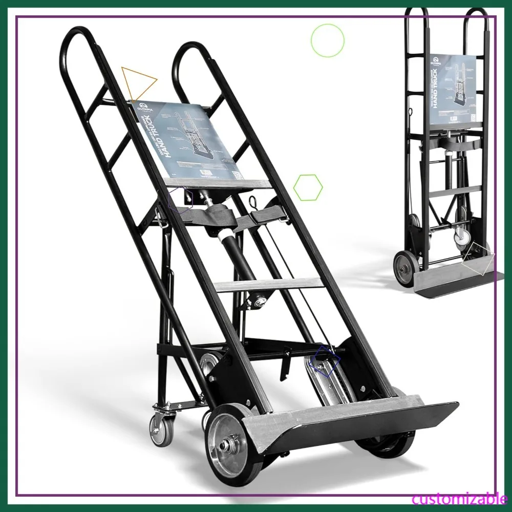 

Усиленная тележка для подъема по лестнице с автоматическим возвратом ремня, грузоподъемность 1200 фунтов, алюминиевые колеса для перемещения мебели и бытовой техники