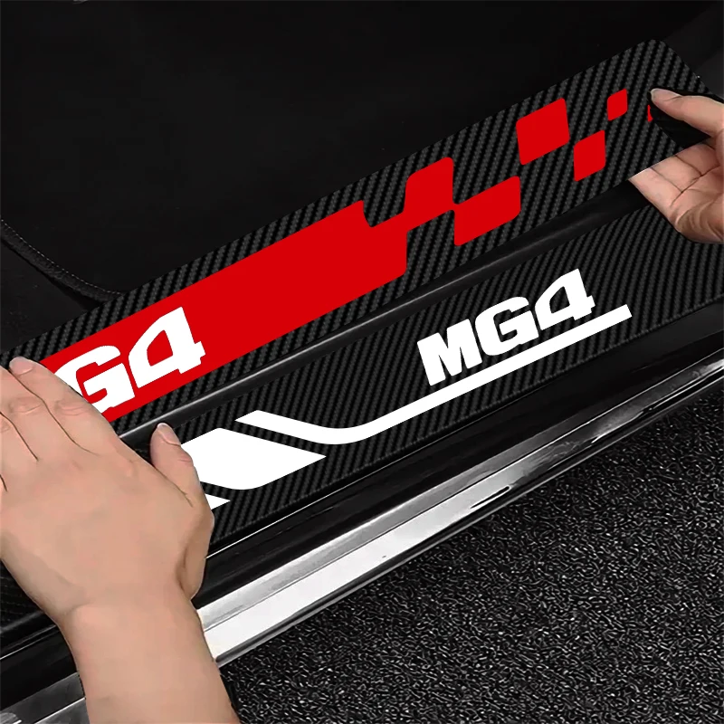 4pcs Car Door Sill Protector Carbon Fiber Sticker Anti Scratch For MG Mg4 2023 Mulan xpower Spoiler Accessories Styling