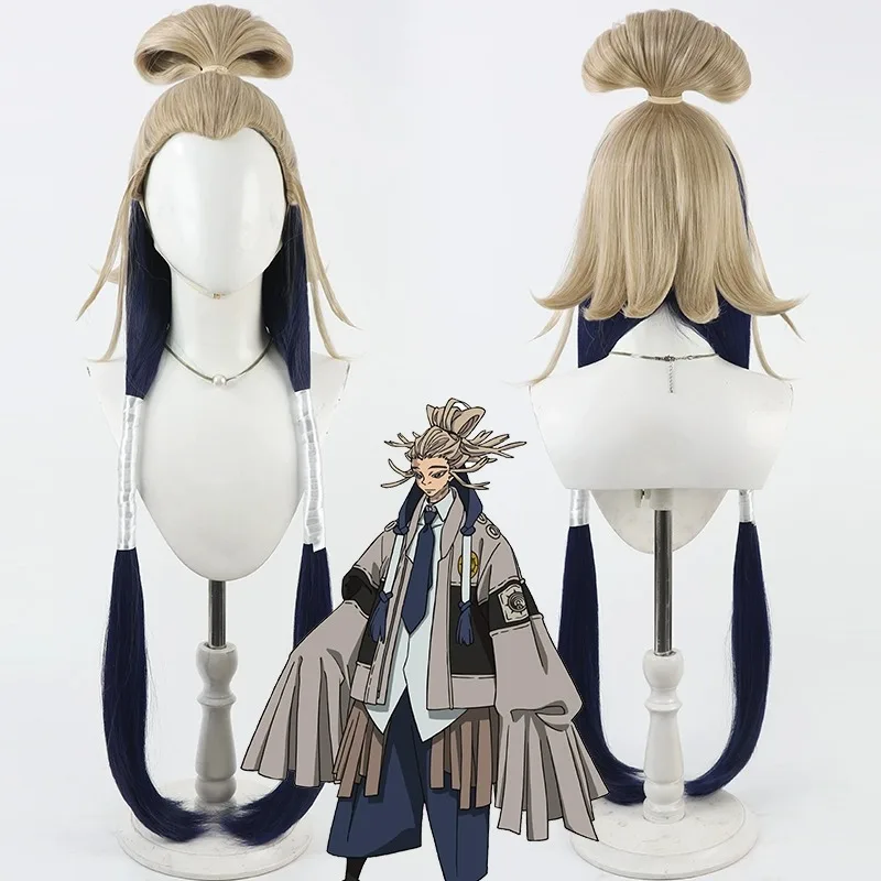 Anime Tamsy Caines Cosplay Wig - Anime Gray-Blue Mixed Colour Heat Resistant Hair 100cm for Comic Con, Cosplay Parties & Events