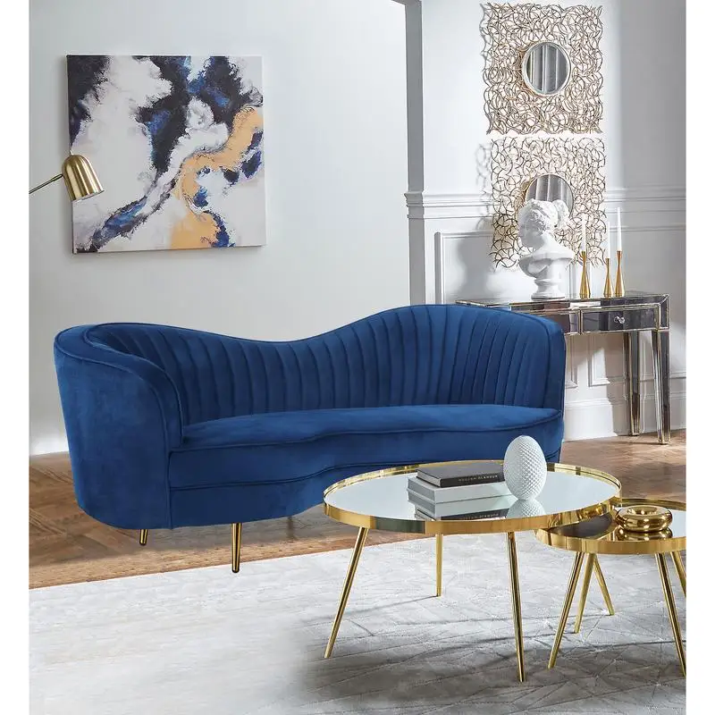 

Sophia Blue Recessed Arm Upholstered Sofa