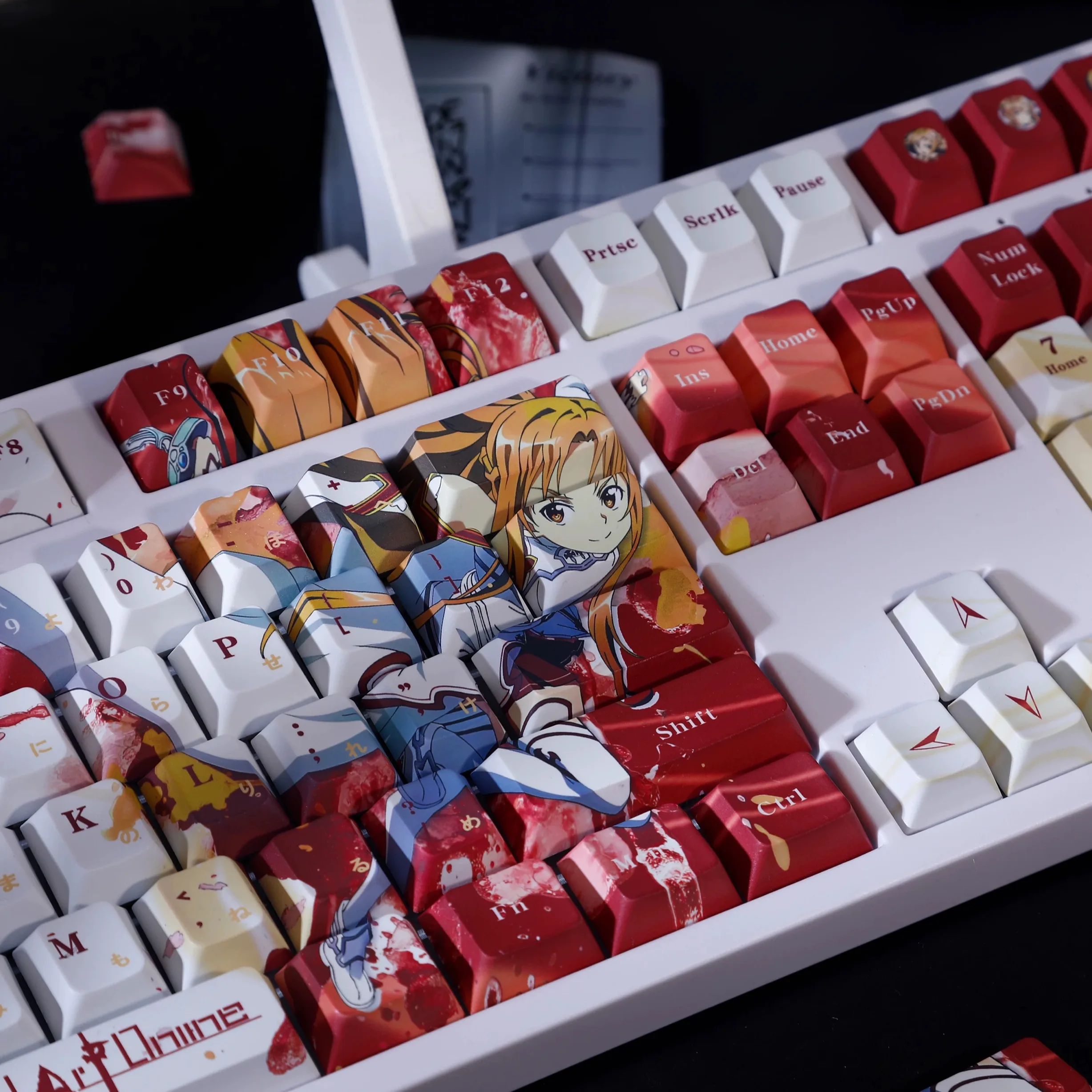 Asuna Anime Keycaps Cartoon 120 Keys PBT Keycap Chreey Keycaps Japan Key Cap Dye-sub Mechanical Keyboard Caps for 64/68/71/108