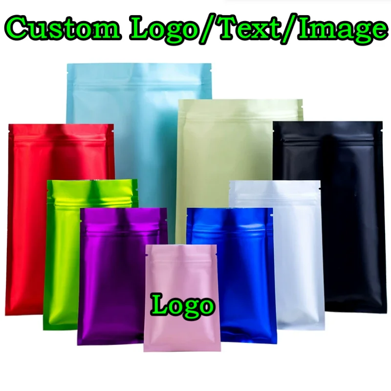 

100PCS Matte Aluminum Foil Ziplock Packaging Bag DIY Logo Matcha Cocoa Tea Spice Powder Coffee Snack Sugar Candy Storage Pouches