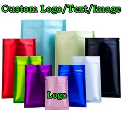 100PCS Matte Aluminum Foil Ziplock Packaging Bag DIY Logo Matcha Cocoa Tea Spice Powder Coffee Snack Sugar Candy Storage Pouches