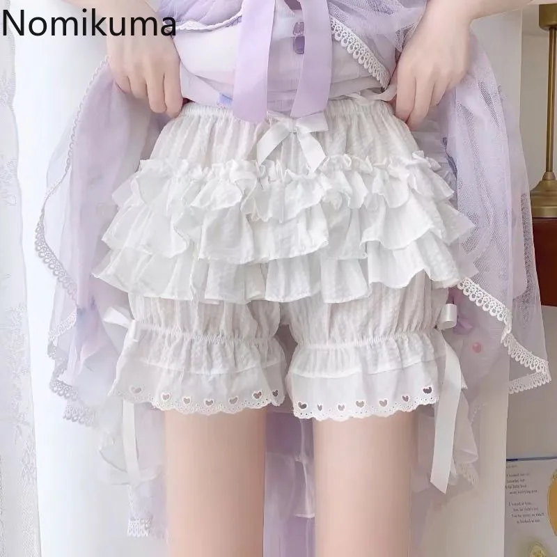 

Sweet Shorts Women Lolita Style Fashion Japanese Pants 2025 New Bottoms Ruffles Patchwork Lace Summer Pantalones Cortos De Mujer