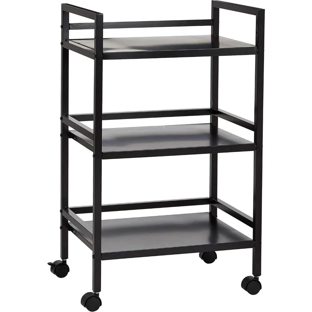 

3-Tier Metal Rolling Cart, Black