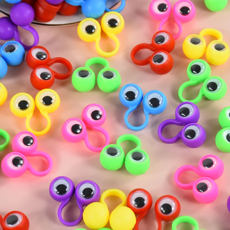 10/20pcs Colorful Finger Puppets Plastic Ring Wiggly Eyeball Kids Birthday Party Favors Goodie Bag Stuffer Pinata Fillers Toys