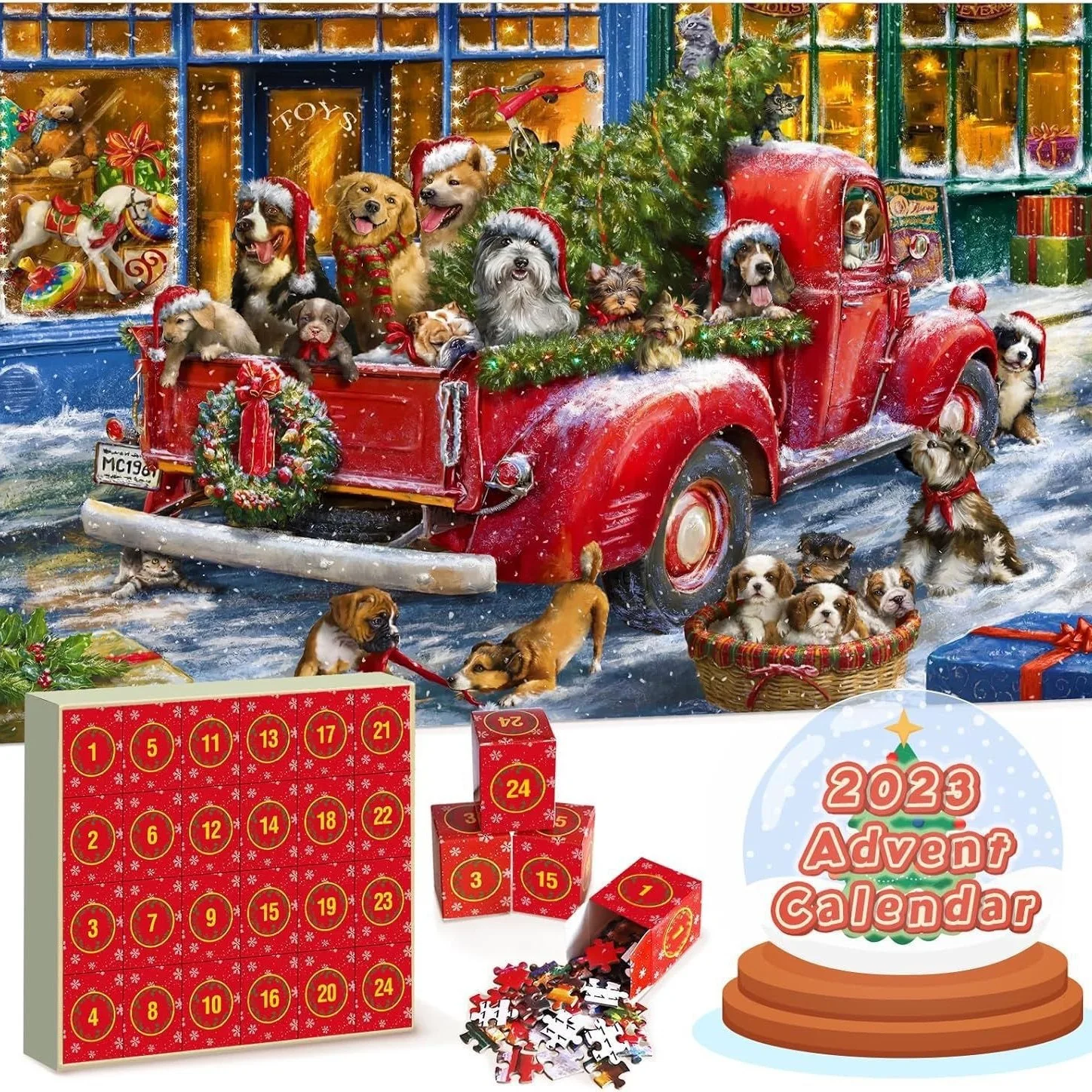 Calendario de Adviento de Navidad, rompecabezas, caja ciega, adorno, juguetes creativos para niños, juego de rompecabezas familiar decorativo para habitación, regalo para niños