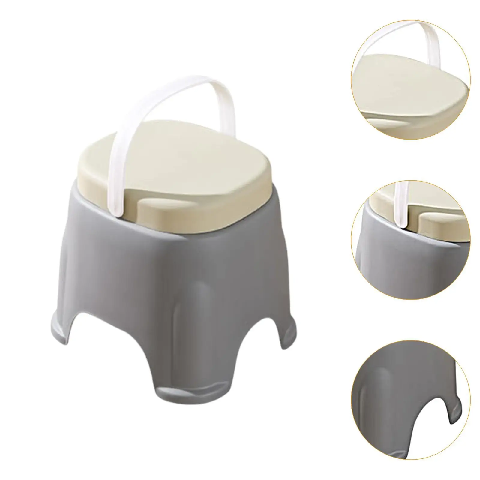 Bath Stool Foot Rest with Handle Strong Bearing Sitting Stool Low Stool Shoe Bench Short Stool for Laundry Garage Household