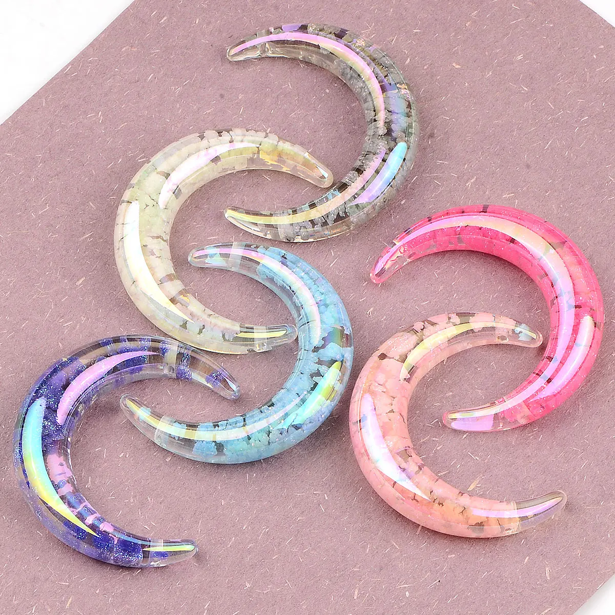 3 قطعة 3.6x4.5 سنتيمتر لون عشوائي مزيج القمر شكل noctilucent السلس الاكريليك الخرز عقد دي اي واي سوار مجوهرات هدية اكسسوارات #3