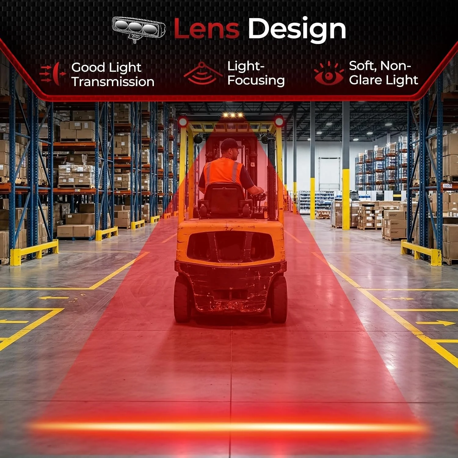 Forklift Safety Light LED Forklift Warning Light, Pedestrian Red Zone Warning Lamp, Red Line Boundary Warehouse Work Light Truck