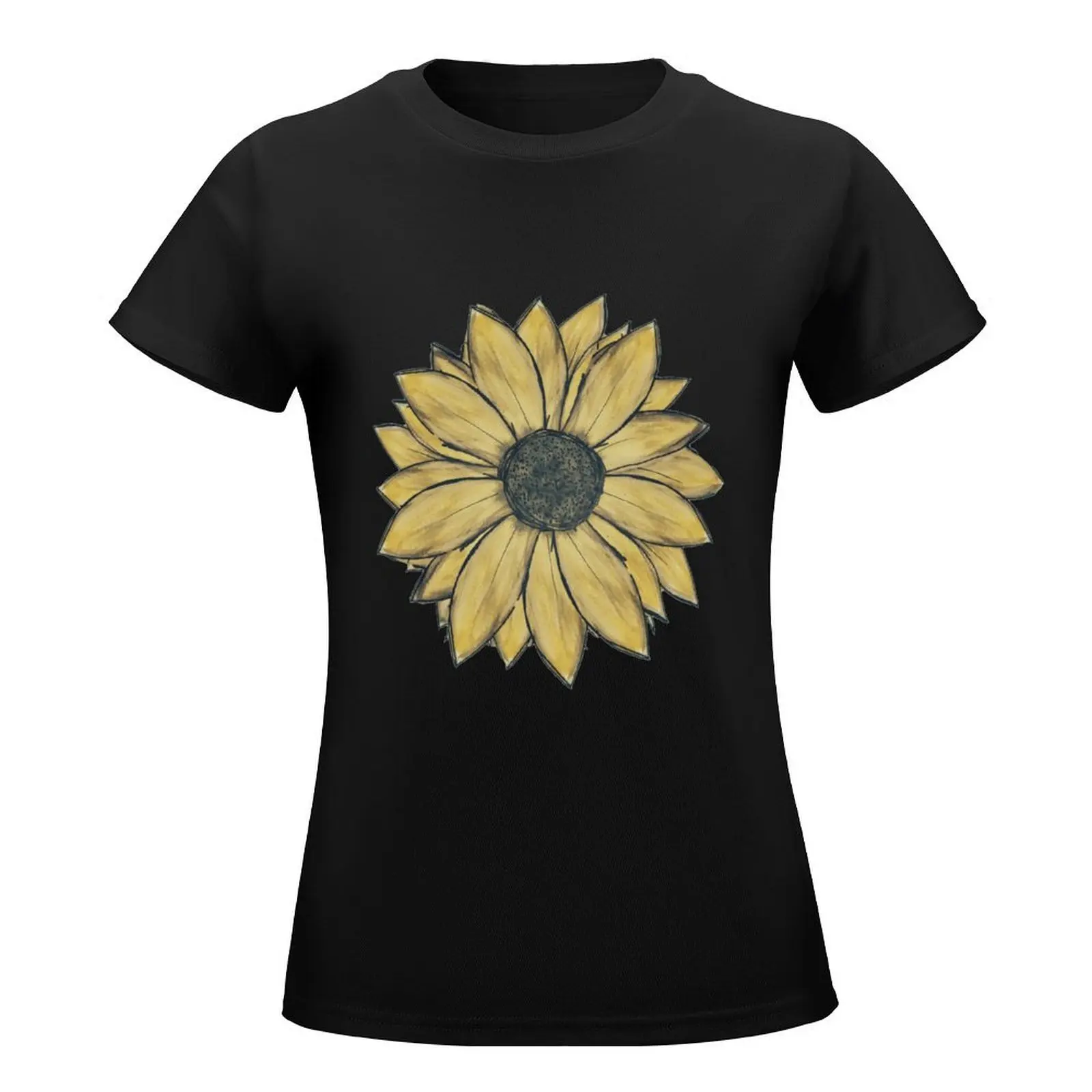 Painted Sunflower Watercolor Artwork T-Shirt heavyweights funny shirts graphic tees animal print new edition t shirts for Women