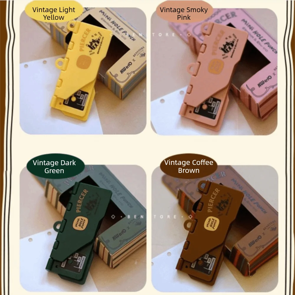 Portable Card Punch Retro Mini Three-Hole Punch DIY Loose Leaf Core Binder Punching Machine For M5/A7/A6 Office Supplies
