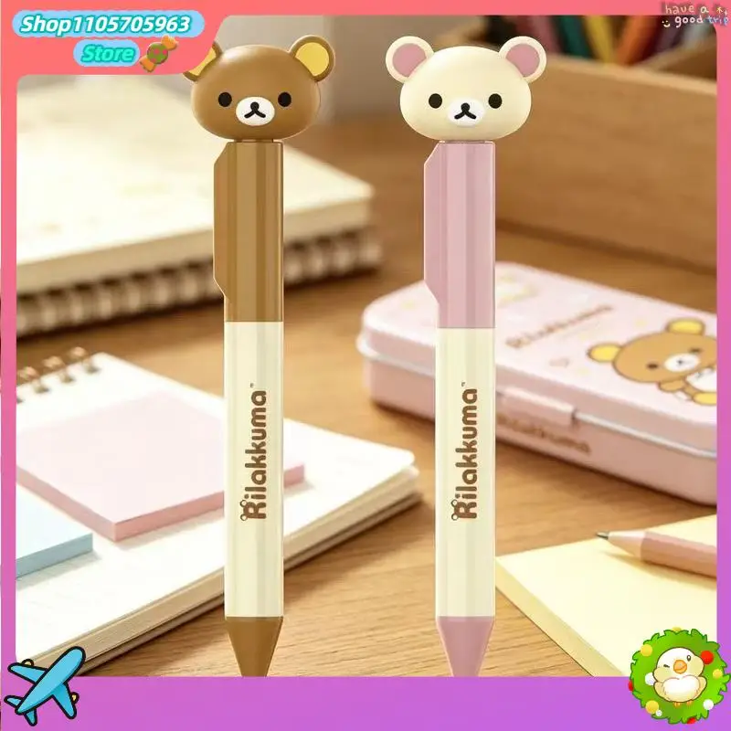 Cartoon Rilakkuma Qs002 Cute Bear Retractable Gel Pen 0 5 Mm St Nib Black Ink Smooth Rotating Writing For Office Decompression