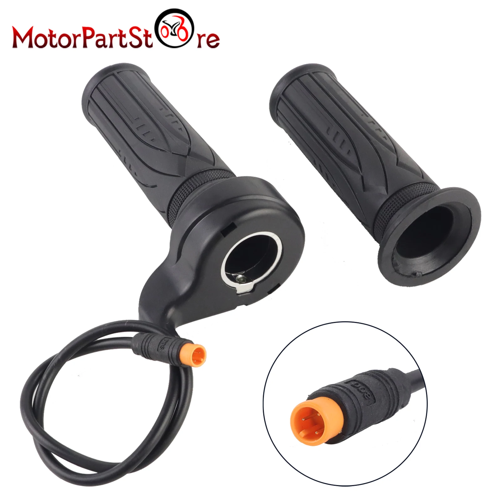 Ebike Throttle Grips 3 Pin Waterproof Electric Bike Full Twist Throttle for 12V 24V 36V 48V 60V Ridstar Q20 E Bike Scooter