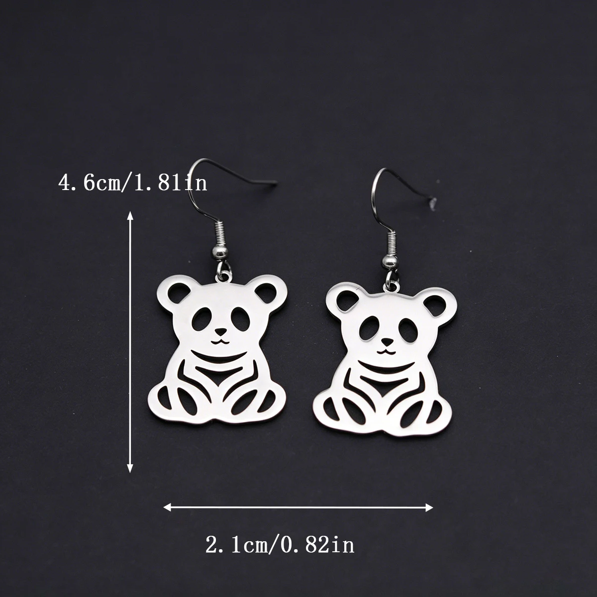Kinitial Stainless Steel Sitting Panda Dangle Hook Earring Cute Chinese National Treasure Animal Drop Ear Jewelry Gift For Women