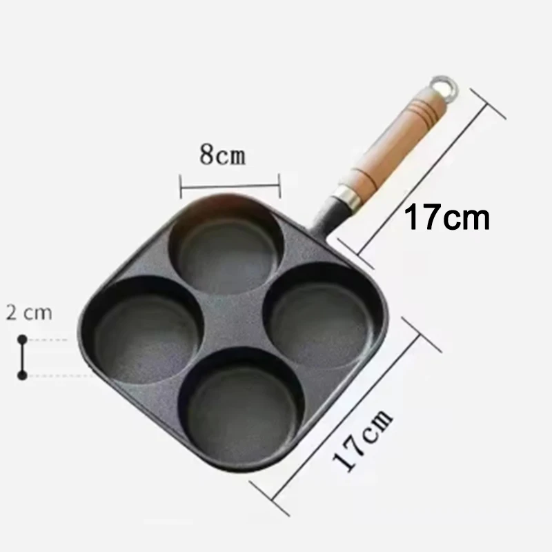 مقلاة ذات 4 فتحات مقلاة بيض منزلية غير لاصقة مسطحة القاع موقد عالمي من الحديد الزهر الإفطار برغر البيض ستيك طباخ #6