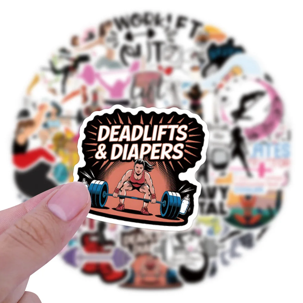 10/30/55PCS 피트니스 운동 자기 재배 성격 낙서 스티커 흥미로운 스포츠 만화 데칼 컵 전화 아이 장난감