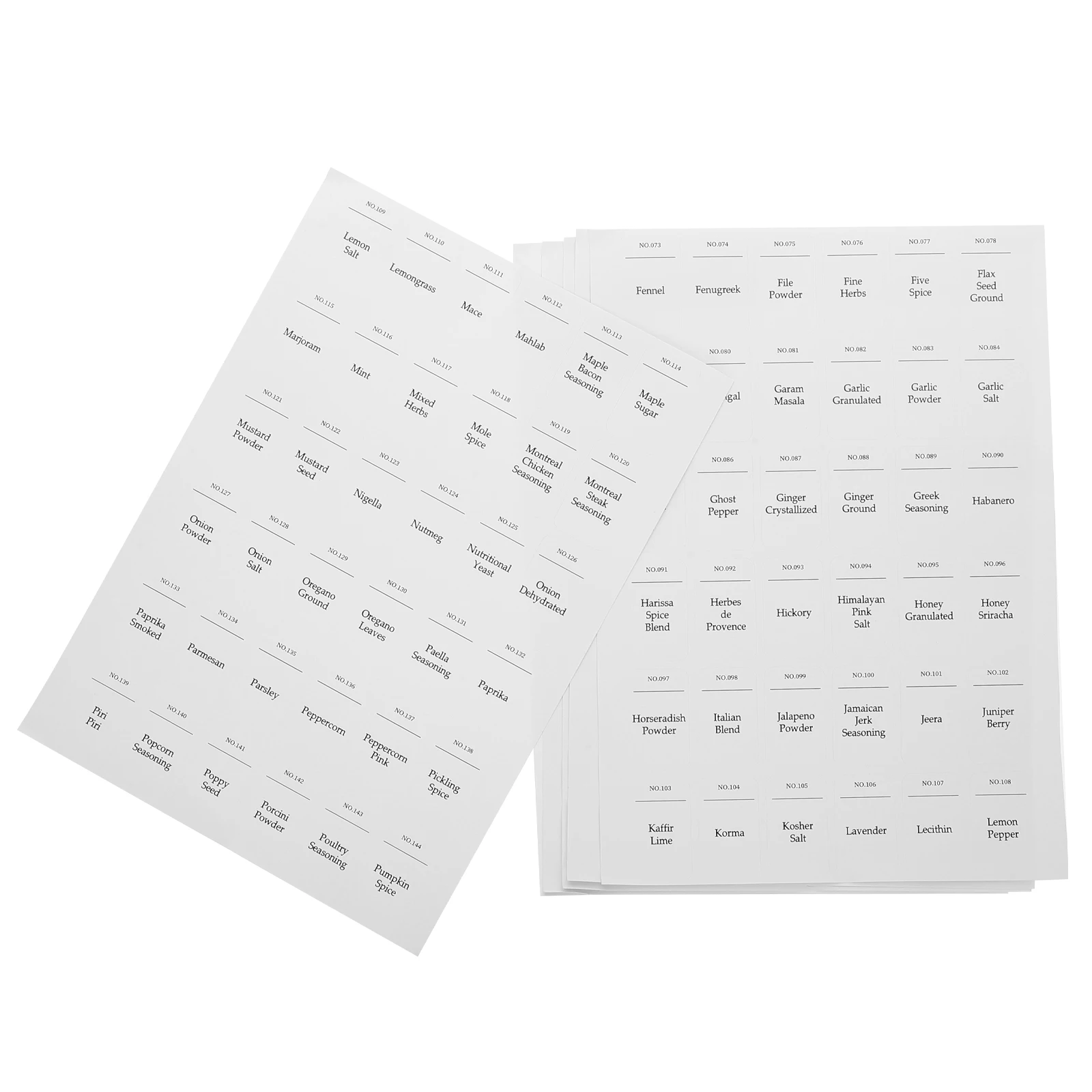 

216pcs Waterproof Oil proof Labels White Printed Oval Stickers for Spice Jars Seasoning Tags Kitchen Home Classification