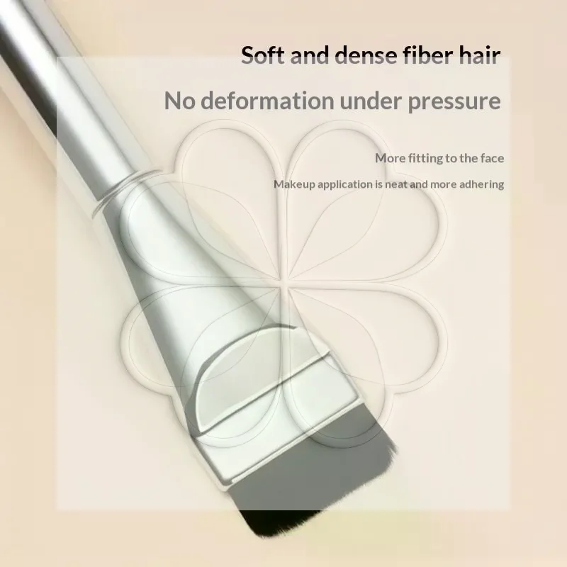 One-character Flat Ultra Thin Foundation Brush Set 3 Pcs with Puff High Density Bristle for Seamless Liquid Foundation