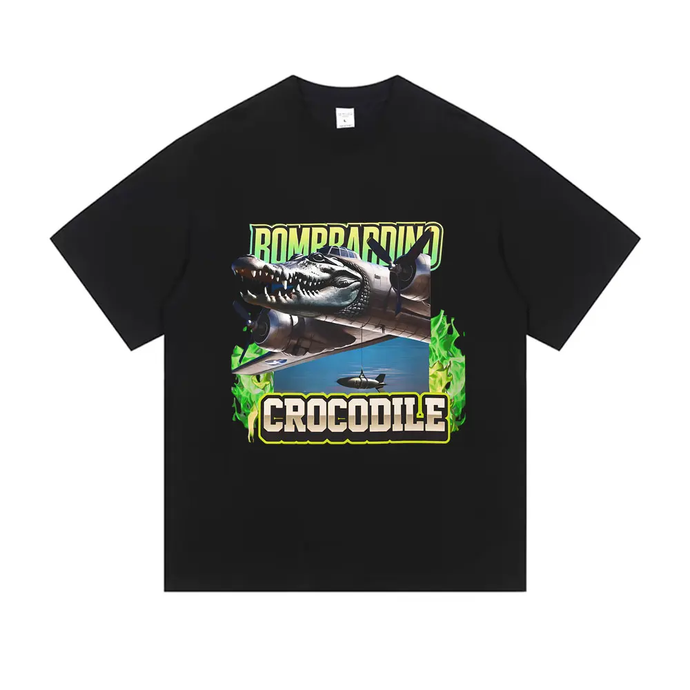 

Bombardiro Crocodilo Funny Crocodile Plane Bomber Meme Graphic T-shirt Summer Men Women Hilarious Humor Brain Rot Short Sleeve
