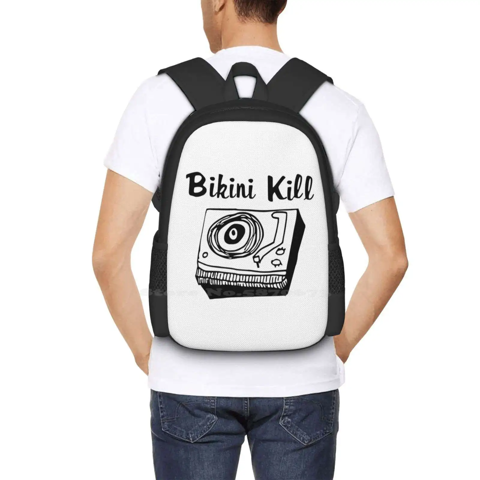 Bikini Kill Logo-Black Pattern Design Laptop Travel School Bags Bikini Kill Riot Grrrl Riot Girl Kathleen Hanna Sleater Kinney