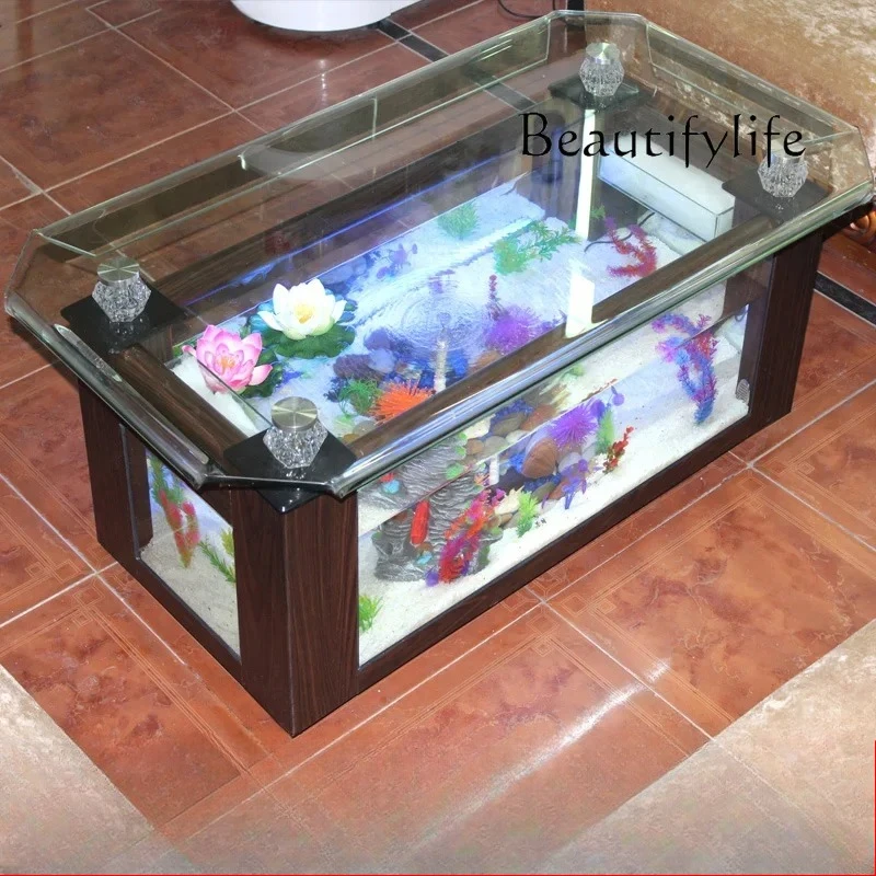

Coffee table fish tank ecological aquarium lazy water-free desktop rectangular living room home floor tank