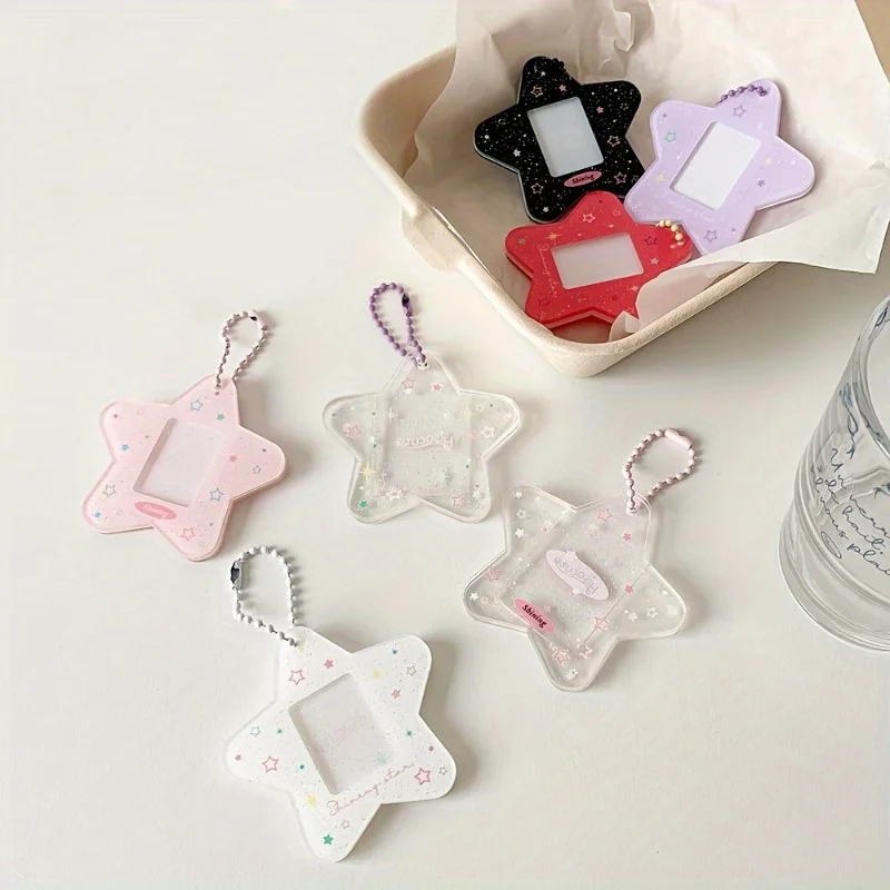 

EVA Star-Shaped Card Holder, Transparent Photo Display Case with Chain, ID & Business Card Pouch, Durable & Portable Design