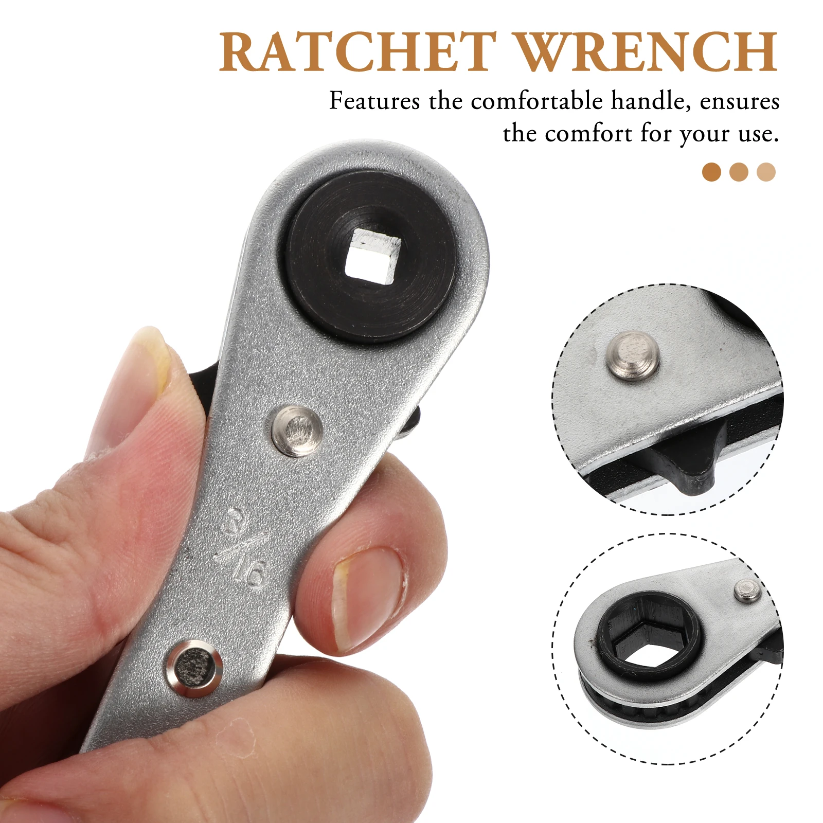 1pc Air Conditioner Valve Wrench Double Head Ratchet Spanner Durable Quick Repair Tool for Factory Home Auto Repair Silver Color