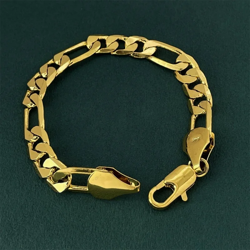 

Luxury 24K 9999 Pure Gold real gold Men's Bracelet 10MM Three to One Ferrero Bracelet