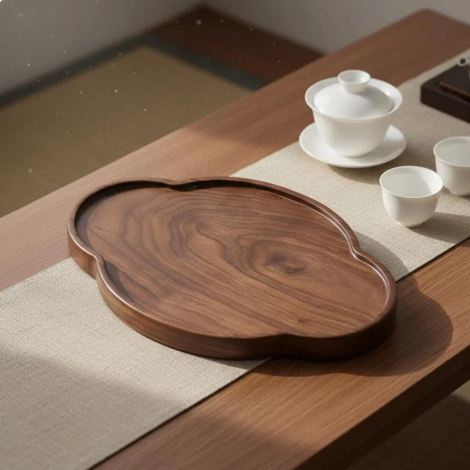 Gongfu Tea Ceremony Board Elegant Design Border Wood Coaster for Home