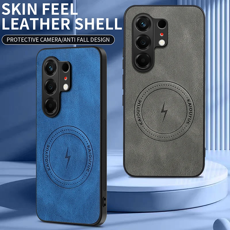 

For Tecno Camon 50 4G Vintage Business Phone Case Cover Sheepskin Leather Magnetic Case Wireless Case for Tecno Camon 50 Pro 4G