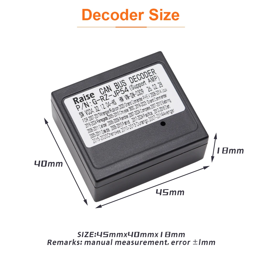 Raise G-RZ-JP54 Canbus Decoder for Jeep Grand Cherokee Wrangler