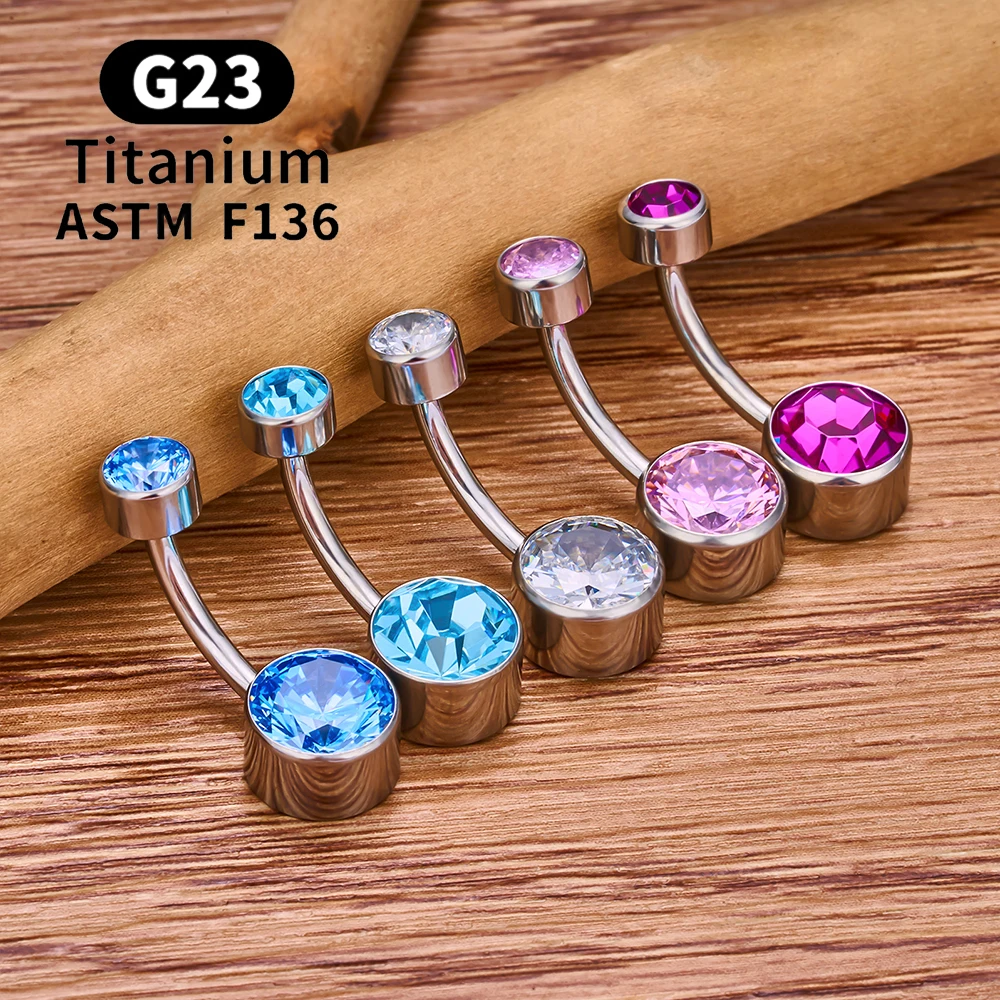 ASTM F136 Titan Bauchnabelringe Runde CZ 14G Innengewinde Bauchnabelpiercings Bauchbarren Damen Nabelpiercing Körperschmuck – Detail 7