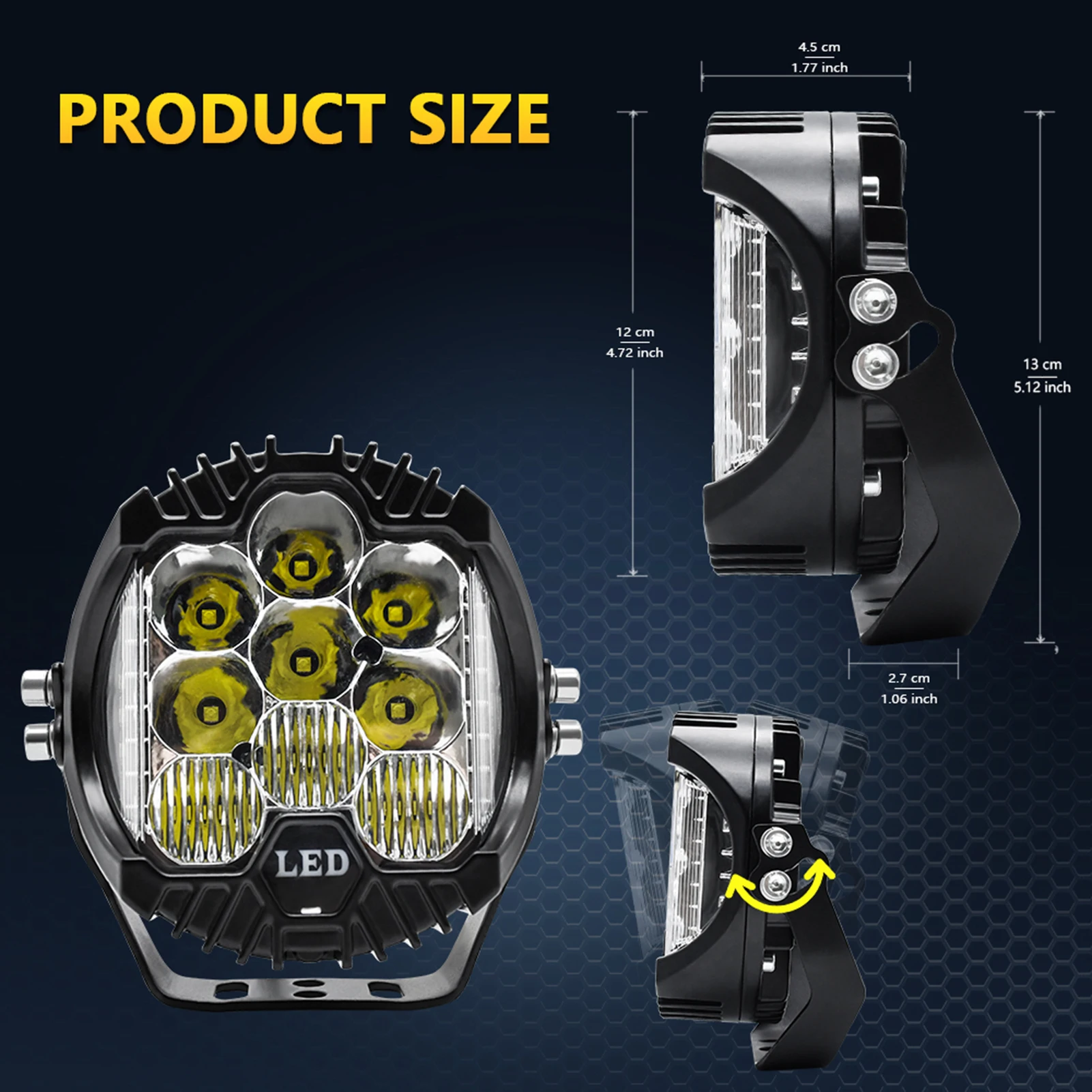1Pcs 5inch 150W 15 LED Chips 15000LM 6000K IP68 Black LED Work Light Pods Combo Beam 9-30V Offroad Driving Fog Lamp Die-casting