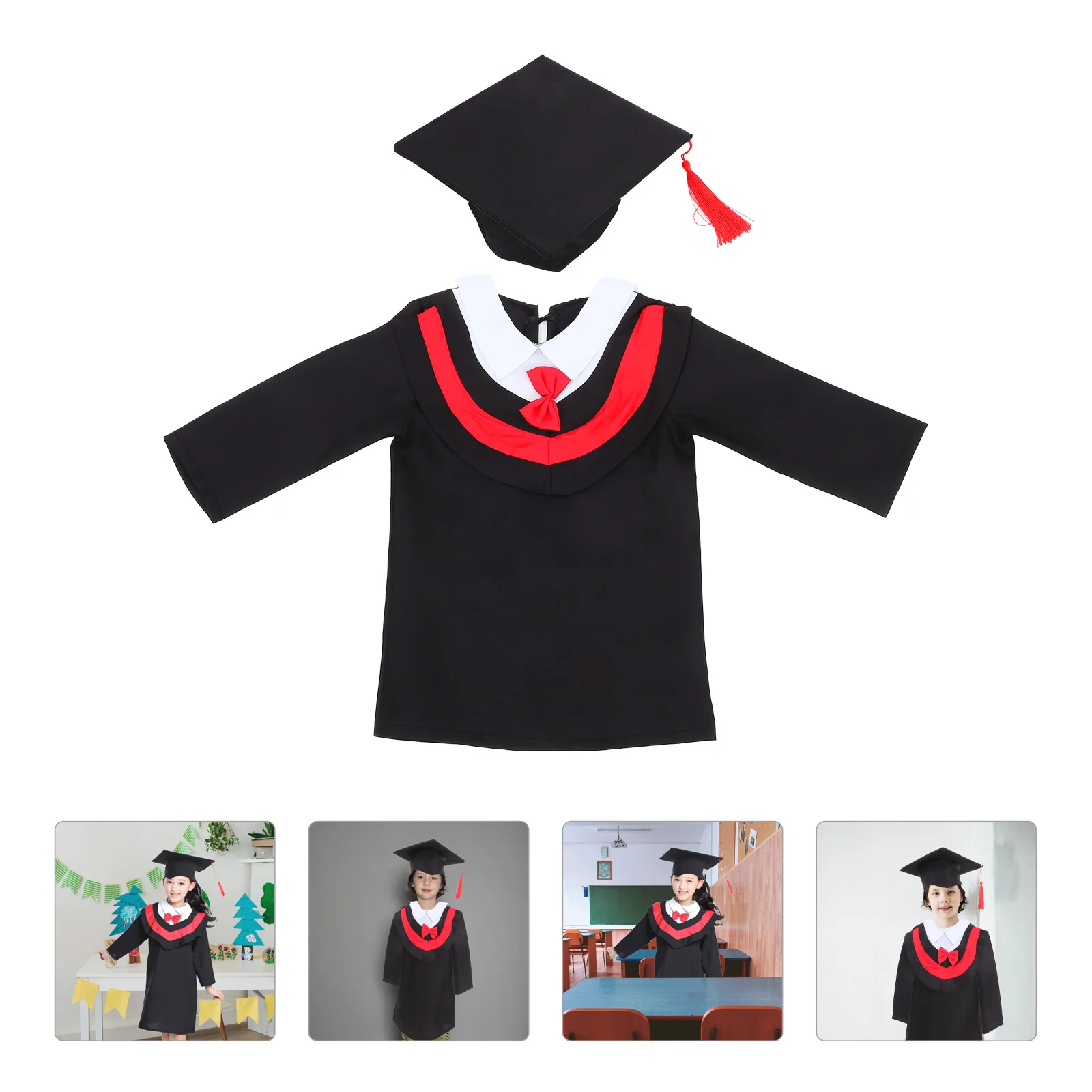 

Children Bachelor Clothes Kids Graduation Gown Hat Tassel Cap Set Quality Material Comfortable Breathable School Celebration